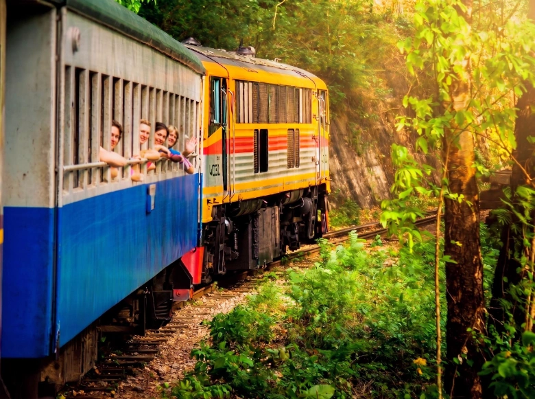 Historic Death Railway wooden viaduct at Tham Krasae in Kanchanaburi