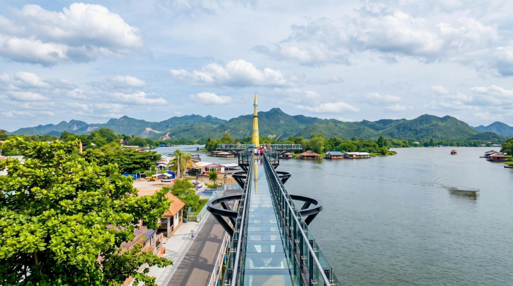 View of Kanchanaburi City from the glass Skywalk